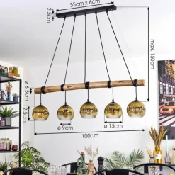 Lampes Dorées-hofstein Ripoll Suspension, Boule lumineuse, Suspension Écru, Noir, 5 lumières