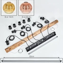 Lampes Dorées-hofstein Ripoll Suspension, Boule lumineuse, Suspension Écru, Noir, 5 lumières