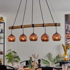 hofstein Ripoll Suspension, Boule lumineuse, Suspension Écru, Noir, 5 lumières