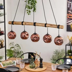 hofstein Ripoll Suspension, Boule lumineuse, Suspension Écru, Noir, 5 lumières