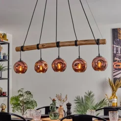 hofstein Ripoll Suspension, Boule lumineuse, Suspension Écru, Noir, 5 lumières