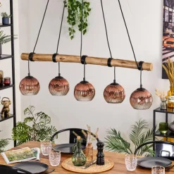 hofstein Ripoll Suspension, Boule lumineuse, Suspension Écru, Noir, 5 lumières