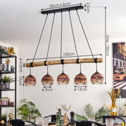 hofstein Ripoll Suspension, Boule lumineuse, Suspension Écru, Noir, 5 lumières