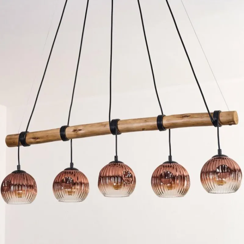 hofstein Ripoll Suspension, Boule lumineuse, Suspension Écru, Noir, 5 lumières