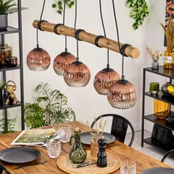 hofstein Ripoll Suspension, Boule lumineuse, Suspension Écru, Noir, 5 lumières