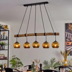 Lampes Dorées-hofstein Ripoll Suspension, Boule lumineuse, Suspension Écru, Noir, 5 lumières