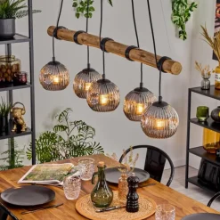 Suspension Verre Fumé-hofstein Ripoll Suspension, Boule lumineuse, Suspension Écru, Noir, 5 lumières