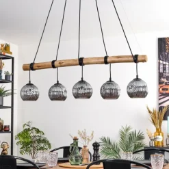 Suspension Verre Fumé-hofstein Ripoll Suspension, Boule lumineuse, Suspension Écru, Noir, 5 lumières