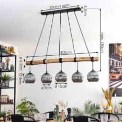 Suspension Verre Fumé-hofstein Ripoll Suspension, Boule lumineuse, Suspension Écru, Noir, 5 lumières