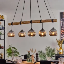 Suspension Verre Fumé-hofstein Ripoll Suspension, Boule lumineuse, Suspension Écru, Noir, 5 lumières