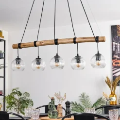 hofstein Ripoll Suspension, Boule lumineuse, Suspension Écru, Noir, 5 lumières