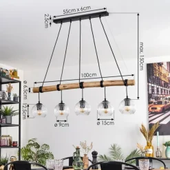 hofstein Ripoll Suspension, Boule lumineuse, Suspension Écru, Noir, 5 lumières