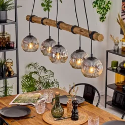 Suspension Verre Fumé-hofstein Ripoll Suspension, Boule lumineuse, Suspension Écru, Noir, 5 lumières