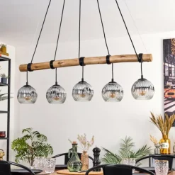 Suspension Verre Fumé-hofstein Ripoll Suspension, Boule lumineuse, Suspension Écru, Noir, 5 lumières