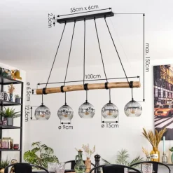 Suspension Verre Fumé-hofstein Ripoll Suspension, Boule lumineuse, Suspension Écru, Noir, 5 lumières