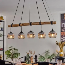 Suspension Verre Fumé-hofstein Ripoll Suspension, Boule lumineuse, Suspension Écru, Noir, 5 lumières