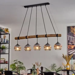 Suspension Verre Fumé-hofstein Ripoll Suspension, Boule lumineuse, Suspension Écru, Noir, 5 lumières