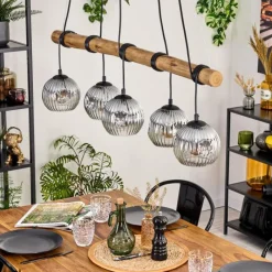 Suspension Verre Fumé-hofstein Ripoll Suspension, Boule lumineuse, Suspension Écru, Noir, 5 lumières