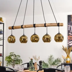 Lampes Dorées-hofstein Ripoll Suspension, Boule lumineuse, Suspension Écru, Noir, 5 lumières