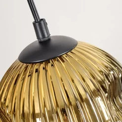 Lampes Dorées-hofstein Ripoll Suspension, Boule lumineuse, Suspension Écru, Noir, 5 lumières