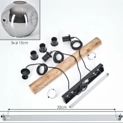 hofstein Ripoll Suspension, Boule lumineuse, Suspension Écru, Noir, 3 lumières