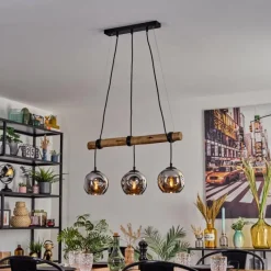 hofstein Ripoll Suspension, Boule lumineuse, Suspension Écru, Noir, 3 lumières