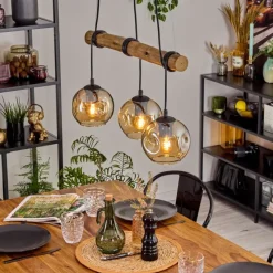 Style Boho-Chic-hofstein Ripoll Suspension, Boule lumineuse, Suspension Écru, Noir, 3 lumières