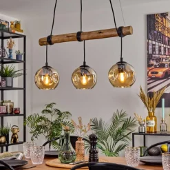 Style Boho-Chic-hofstein Ripoll Suspension, Boule lumineuse, Suspension Écru, Noir, 3 lumières