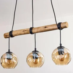 Style Boho-Chic-hofstein Ripoll Suspension, Boule lumineuse, Suspension Écru, Noir, 3 lumières