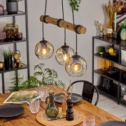 hofstein Ripoll Suspension, Boule lumineuse, Suspension Écru, Noir, 3 lumières