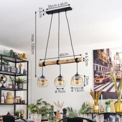 hofstein Ripoll Suspension, Boule lumineuse, Suspension Écru, Noir, 3 lumières