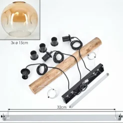 hofstein Ripoll Suspension, Boule lumineuse, Suspension Écru, Noir, 3 lumières