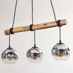hofstein Ripoll Suspension, Boule lumineuse, Suspension Écru, Noir, 3 lumières