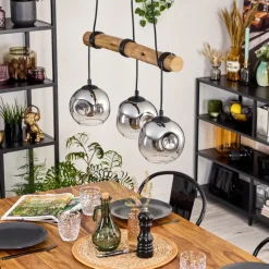 hofstein Ripoll Suspension, Boule lumineuse, Suspension Écru, Noir, 3 lumières