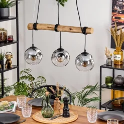 hofstein Ripoll Suspension, Boule lumineuse, Suspension Écru, Noir, 3 lumières