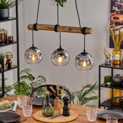 hofstein Ripoll Suspension, Boule lumineuse, Suspension Écru, Noir, 3 lumières