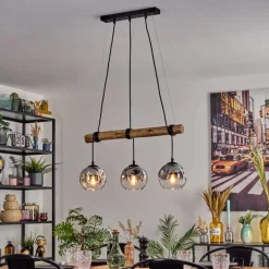 hofstein Ripoll Suspension, Boule lumineuse, Suspension Écru, Noir, 3 lumières