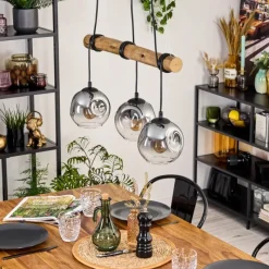 hofstein Ripoll Suspension, Boule lumineuse, Suspension Écru, Noir, 3 lumières