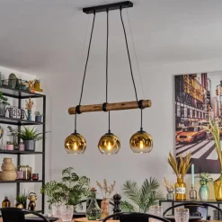 Lampes Dorées-hofstein Ripoll Suspension, Boule lumineuse, Suspension Écru, Noir, 3 lumières