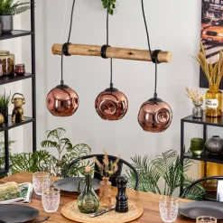 hofstein Ripoll Suspension, Boule lumineuse, Suspension Écru, Noir, 3 lumières