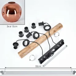 hofstein Ripoll Suspension, Boule lumineuse, Suspension Écru, Noir, 3 lumières