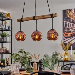 hofstein Ripoll Suspension, Boule lumineuse, Suspension Écru, Noir, 3 lumières