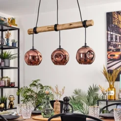 hofstein Ripoll Suspension, Boule lumineuse, Suspension Écru, Noir, 3 lumières