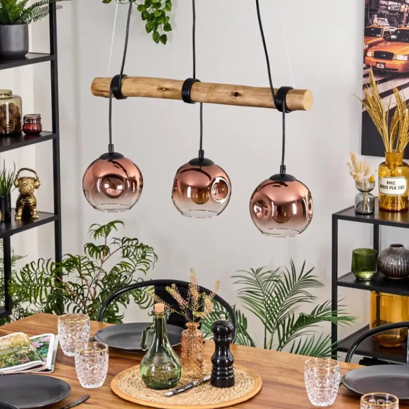 hofstein Ripoll Suspension, Boule lumineuse, Suspension Écru, Noir, 3 lumières