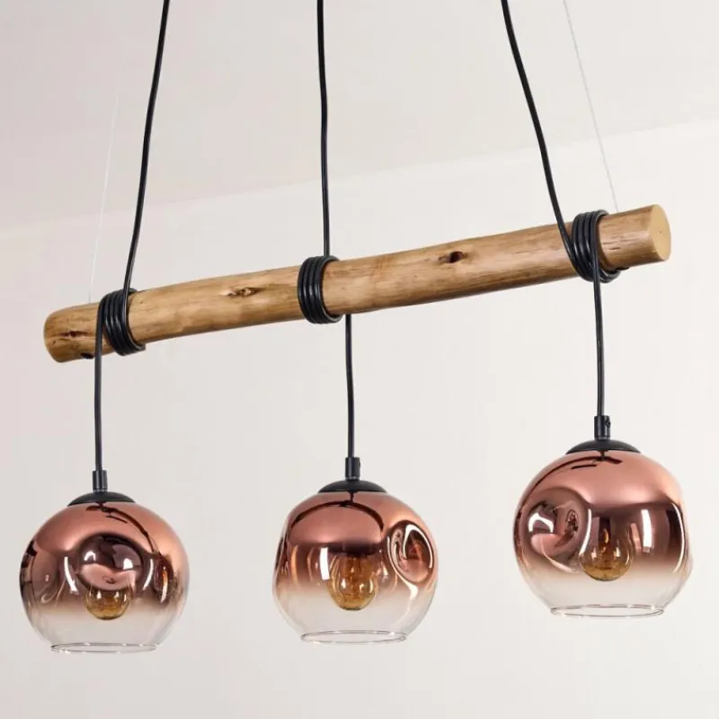 hofstein Ripoll Suspension, Boule lumineuse, Suspension Écru, Noir, 3 lumières