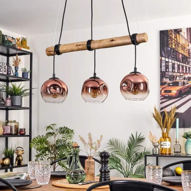 hofstein Ripoll Suspension, Boule lumineuse, Suspension Écru, Noir, 3 lumières