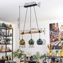 Lampes Dorées-hofstein Ripoll Suspension, Boule lumineuse, Suspension Écru, Noir, 3 lumières