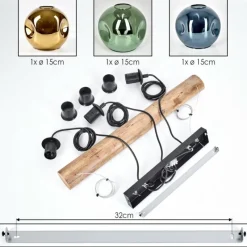 Lampes Dorées-hofstein Ripoll Suspension, Boule lumineuse, Suspension Écru, Noir, 3 lumières