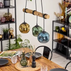 Lampes Dorées-hofstein Ripoll Suspension, Boule lumineuse, Suspension Écru, Noir, 3 lumières