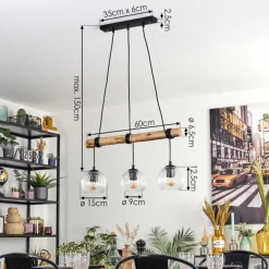 Style Boho-Chic-hofstein Ripoll Suspension, Boule lumineuse, Suspension Écru, Noir, 3 lumières